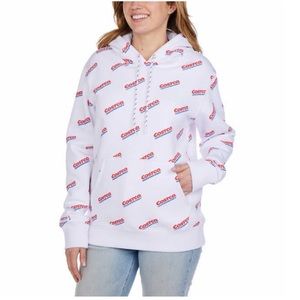 LADIES Kirkland Signature Unisex COSTCO WHOLESALE Logo Hoodie - WHITE ( S )